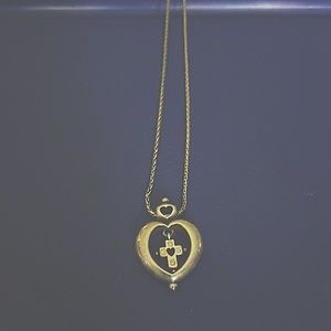 Brighton heart necklace with cross/ cubic zirconia. Silver